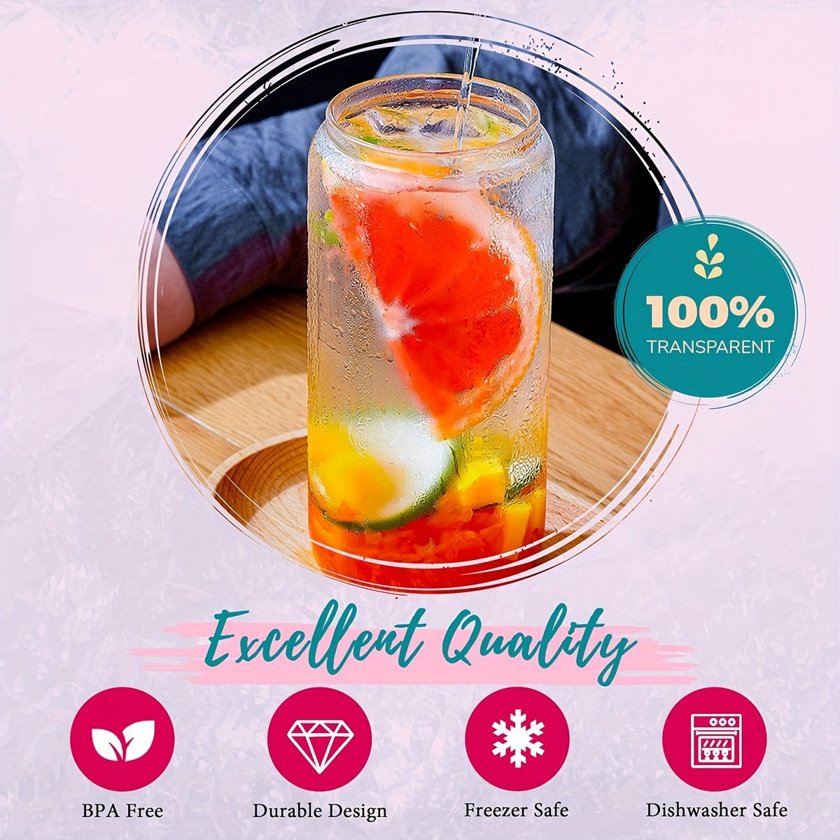 20 Oz Glass Cups With Acrylic Lids And Straws 16 Pcs Can Shaped Glass Iced Coffee Cups With Lids, Drinking Jar Glasses Cute Tumbler Cup Great For Smoothie Soda Boba Tea Cocktail Beer Gift