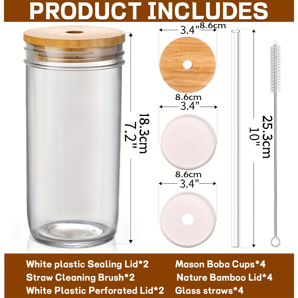 4pcs Mason Glass Cups, Hawaiian-style Coffee Cups, Gifts For His Wife'S Family, Thickened Glass! It Is Suitable For Bubble Tea, Matcha, Beverages, Fruit Juices, Ice Drinks, And Dinner Tableware