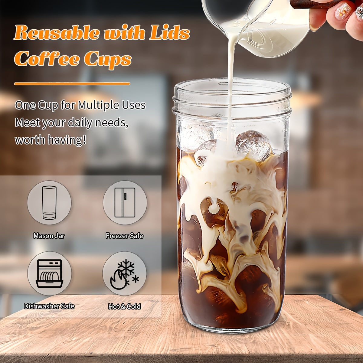 Mother's Day Gift for Mom, Glasses, (4 Cups + 4 Lids + 4 Straws) with Lids And Straws, 24oz Smoothie Glasses, Wide Mouth Reusable Mugs, Ice Mug Glasses