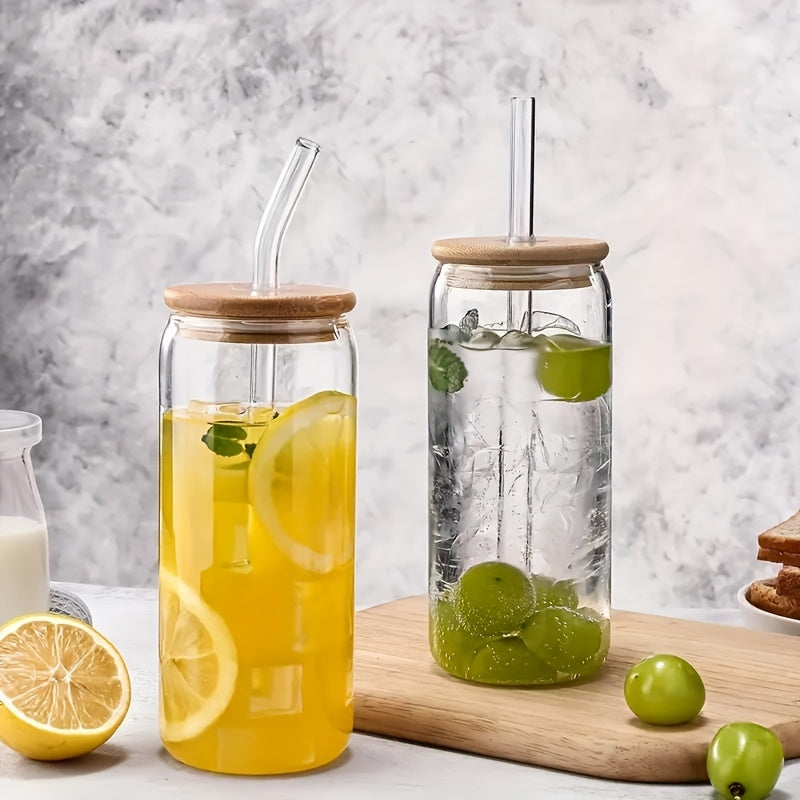 6pcs 18.6oz Bamboo Lid Glass Mason Jar Cups with Reusable Straws & Cleaning Brush - Leak-Proof,, - Iced Coffee, Tea, Cocktail Cups for Home, Parties, Holidays - Christmas, Halloween, Thanksgiving Gift for Him/Her