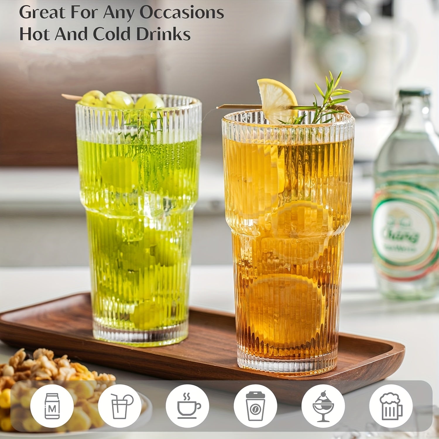 2pcs, 600ml/20oz Large Capacity Glass Cups, Durable Glass Cups, Safe to Freeze, Very Suitable for Drinks Such As Juice, Tea, Milk, Milkshakes, Etc. Perfect Gifts for Partners And Family On Valentine's Day, Women's Day, And Father's Day.