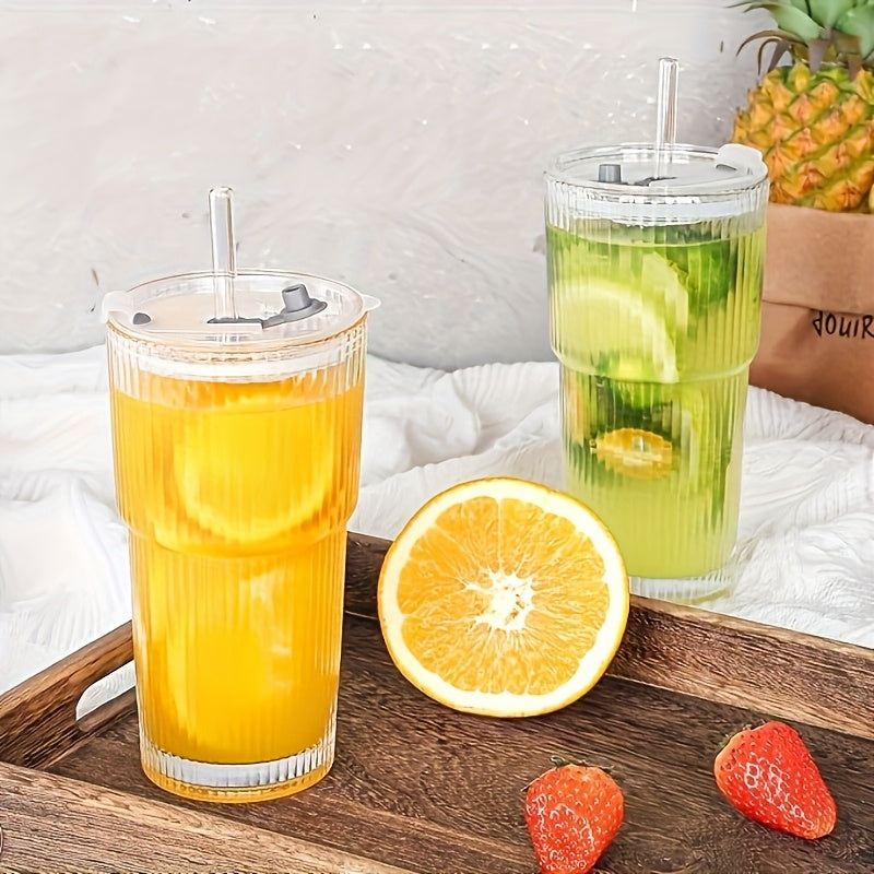 2pcs, 600ml/20oz Large Capacity Glass Cups, Durable Glass Cups, Safe to Freeze, Very Suitable for Drinks Such As Juice, Tea, Milk, Milkshakes, Etc. Perfect Gifts for Partners And Family On Valentine's Day, Women's Day, And Father's Day.