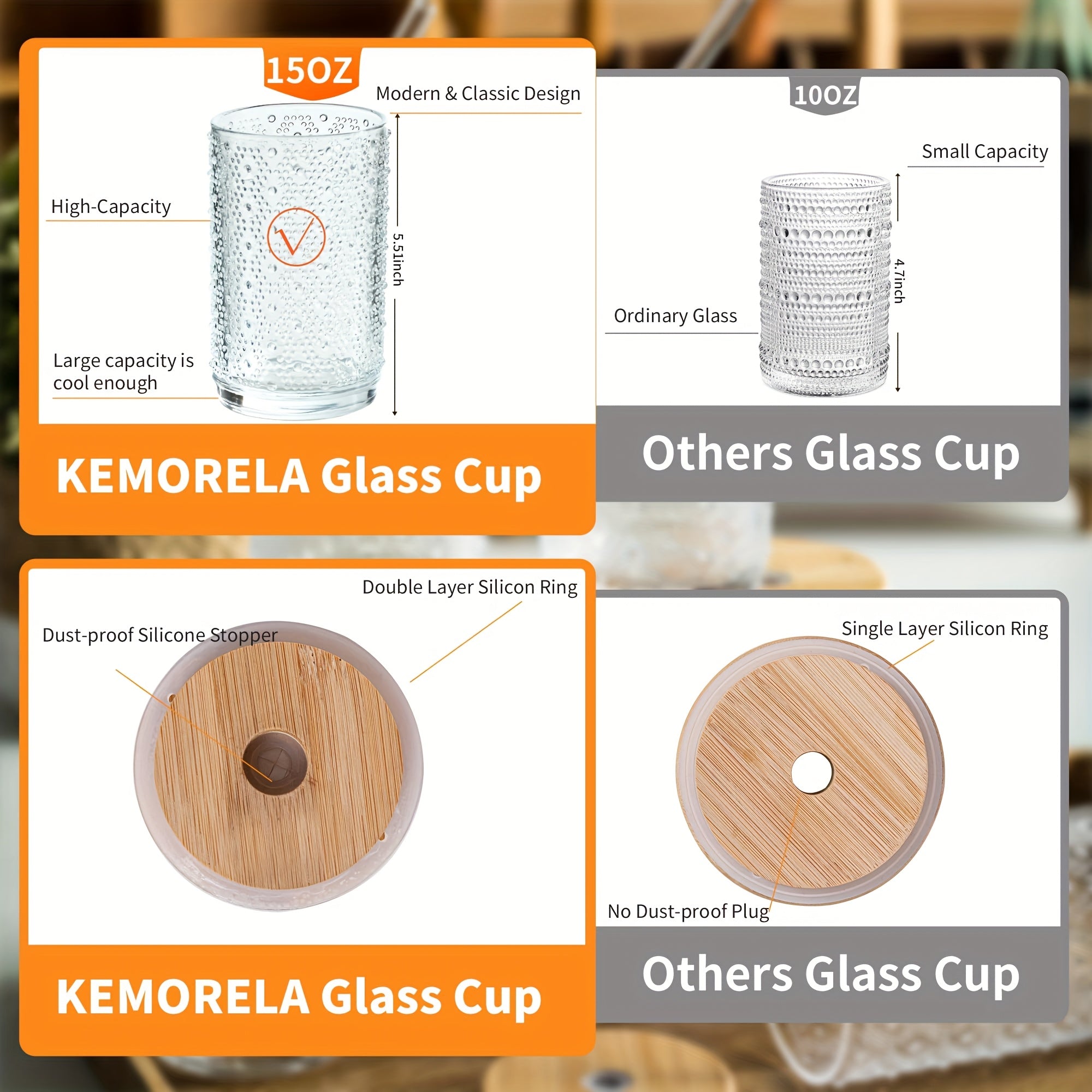 6pcs, Hobnail Glassware Set - 15oz Tumblers With Lids & Straws, Fancy Drinking Glasses, Hobnail Tumblers, Vintage Glassware For Cocktail, Beer, Whiskey