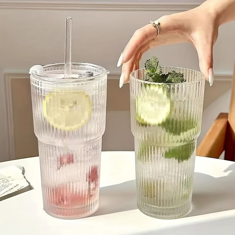 2pcs, 600ml/20oz Large Capacity Glass Cups, Durable Glass Cups, Safe to Freeze, Very Suitable for Drinks Such As Juice, Tea, Milk, Milkshakes, Etc. Perfect Gifts for Partners And Family On Valentine's Day, Women's Day, And Father's Day.