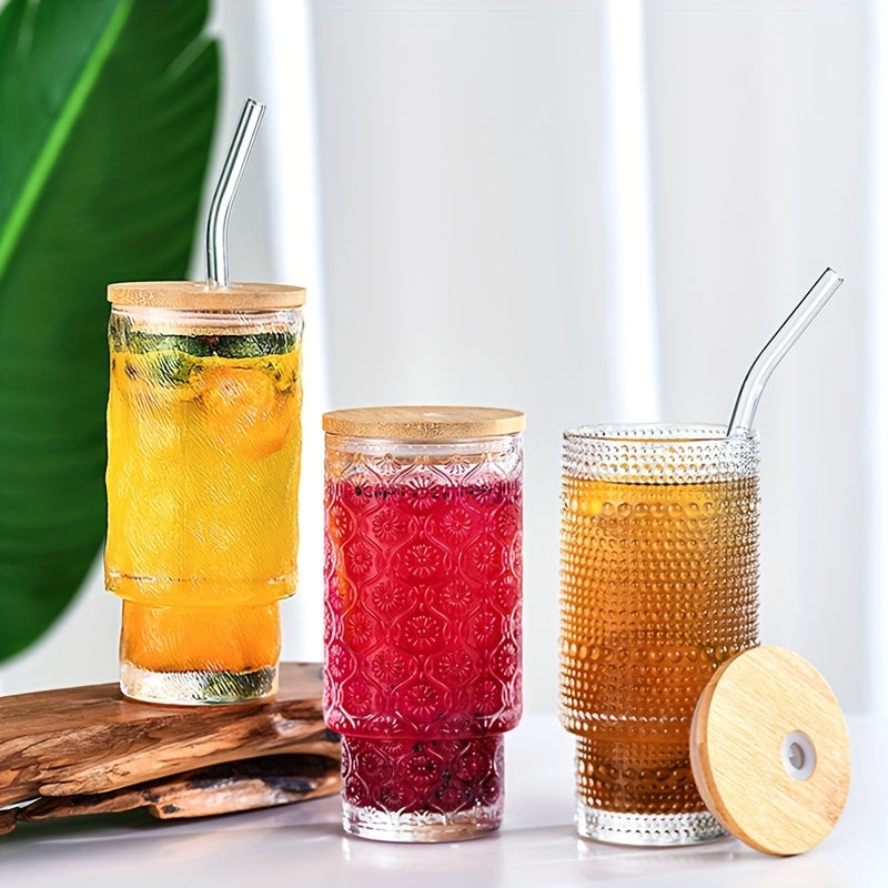 4-Pack 11oz BPA-Free Vertical Stackable Glass Cups with Leak-Proof Lids & Straws - Insulated Reusable Camping Cups for Cold Brew, Beer, Juice, Outdoor Activities, Picnics, Beach, Holiday Gifts (Polka Dot Design), Picnic Essentials, Elegant Party Glasses,