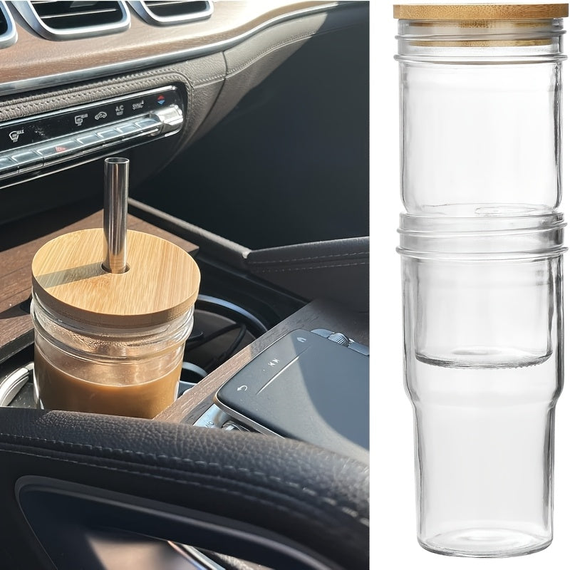 4pcs Of 24 Ounce Glass Cups with Lids And Straws, Cute Travel Glass Cups, Drinking Can Set, Reusable Glass Water Cups for Making Milkshakes, Cold Boiled, Soda Water, Juice - Mother's Day Gift, Christmas Gift - Comes with With Two Cup Brushes.