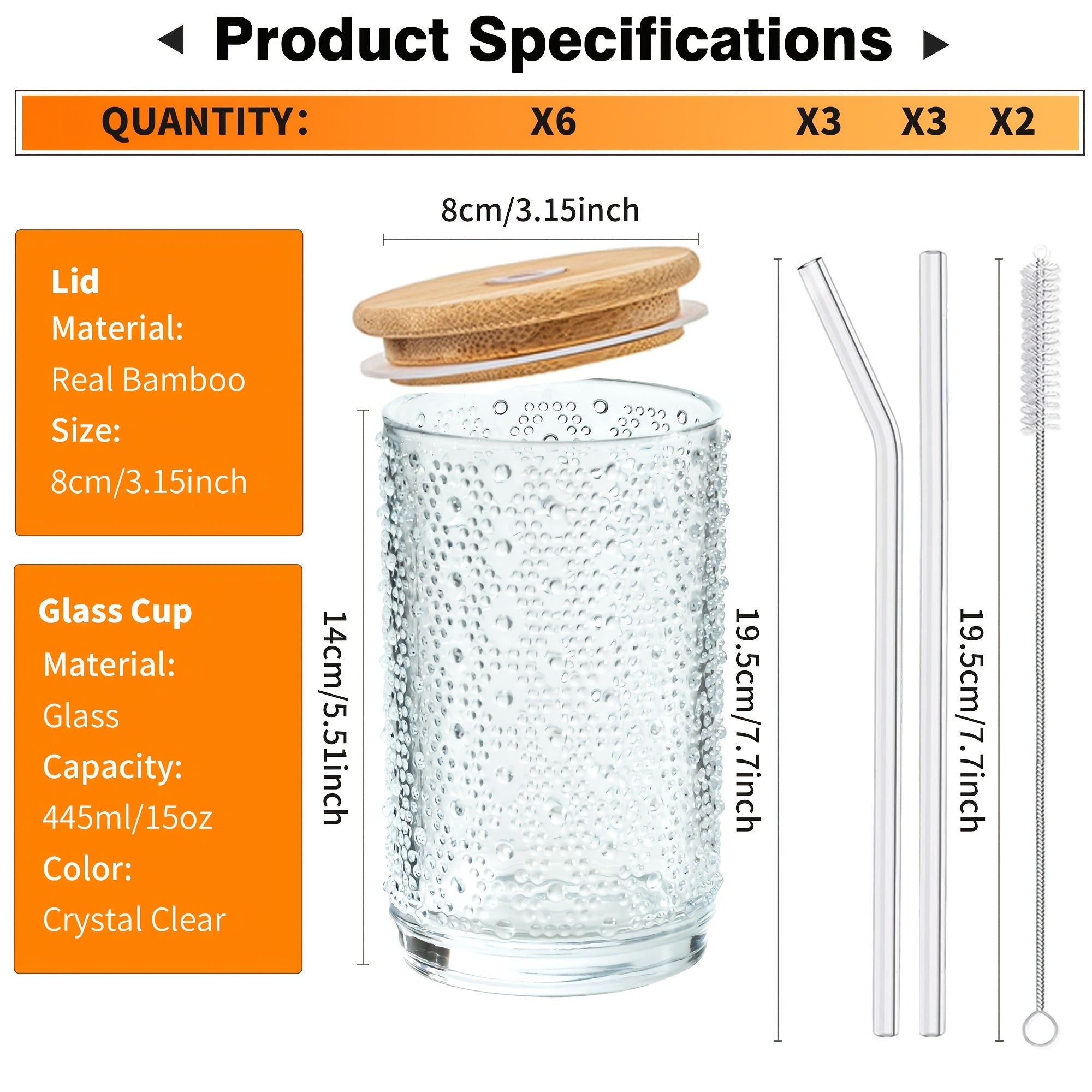 6pcs, Hobnail Glassware Set - 15oz Tumblers With Lids & Straws, Fancy Drinking Glasses, Hobnail Tumblers, Vintage Glassware For Cocktail, Beer, Whiskey