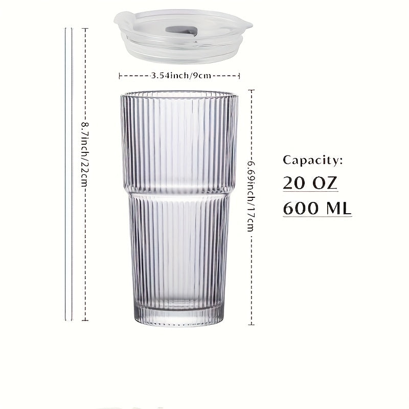 2pcs, 600ml/20oz Large Capacity Glass Cups, Durable Glass Cups, Safe to Freeze, Very Suitable for Drinks Such As Juice, Tea, Milk, Milkshakes, Etc. Perfect Gifts for Partners And Family On Valentine's Day, Women's Day, And Father's Day.