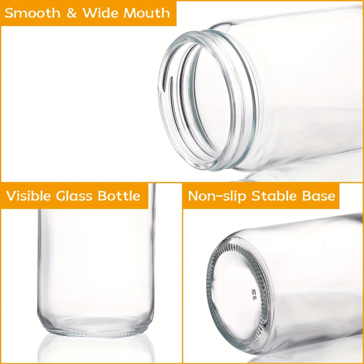 8/16pcs, 16oz Glass Juice Bottle with Sealed Lid, Free 2 Straws, Perforated Lid And Straw Brush, Juice Bottle - Clear Drink Can Cups, Water Bottles, Travel Juice Containers, Black Lid. Mother's Day Gift, Teacher Appreciation Gift, Bottle for Juice,