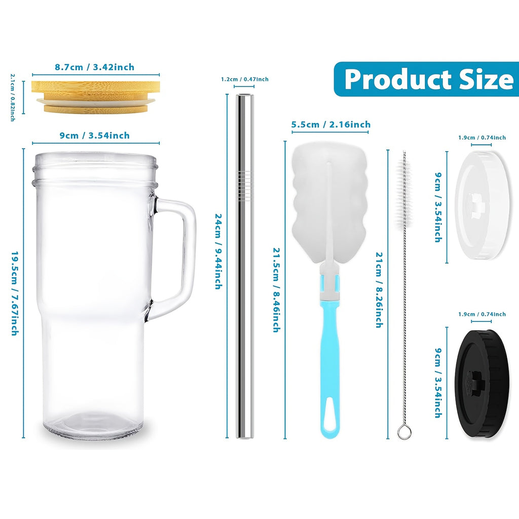 2/4pcs 24oz Glass Tumbler with Lid & Straw - Reusable, Freezer-Safe, Round Drink Mug for Iced Tea, Coffee, and Cold Beverages - Perfect for Christmas, Halloween, Thanksgiving, Diwali, and Day of the Dead Celebrations, Festive Drinkware | Round Tumbler |