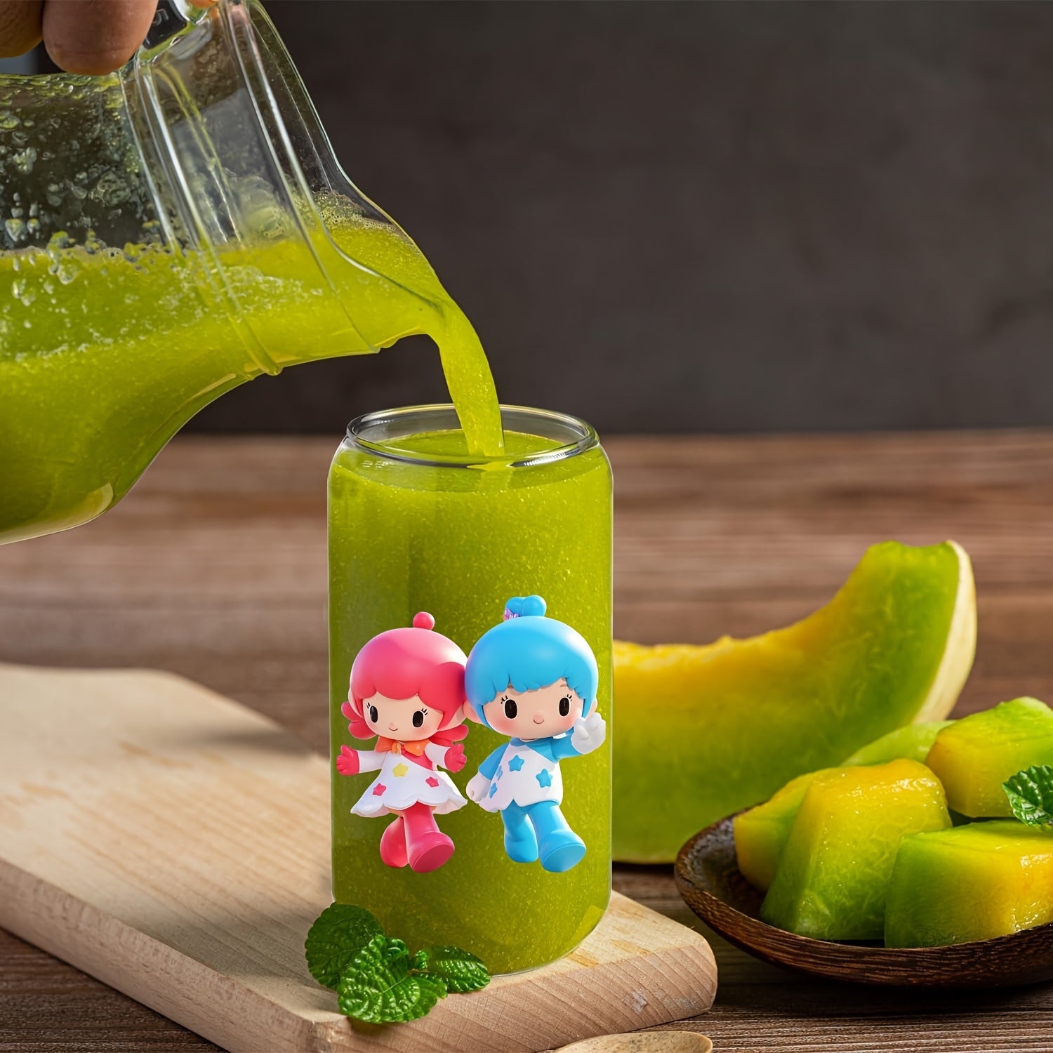 Glass Cup With Lid And Straw, for Little Twin Stars Cute Glassware Set Ideal Gift For Friend, Child And Family, Perfect For Iced Drinking, Cola, Boba And DIY Beverage, Contain 4pcs