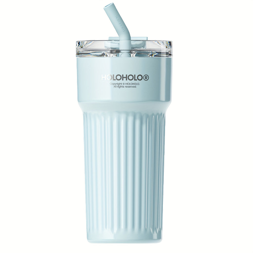 HOLOHOLO 23 Oz Insulated 316 Stainless Steel Thermos, Travel Mug With Tea Filter, Tumbler With Lid And Straw, Spring/Summer, Wedding Season, Easter, Mother'S Day Gift For Mother/Daughter/Girlfriend/BFF - White/Yellow/Sky Blue/Silver