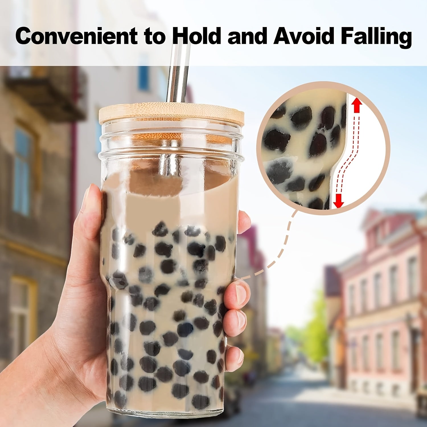 4pcs Of 24 Ounce Glass Cups with Lids And Straws, Cute Travel Glass Cups, Drinking Can Set, Reusable Glass Water Cups for Making Milkshakes, Cold Boiled, Soda Water, Juice - Mother's Day Gift, Christmas Gift - Comes with With Two Cup Brushes.