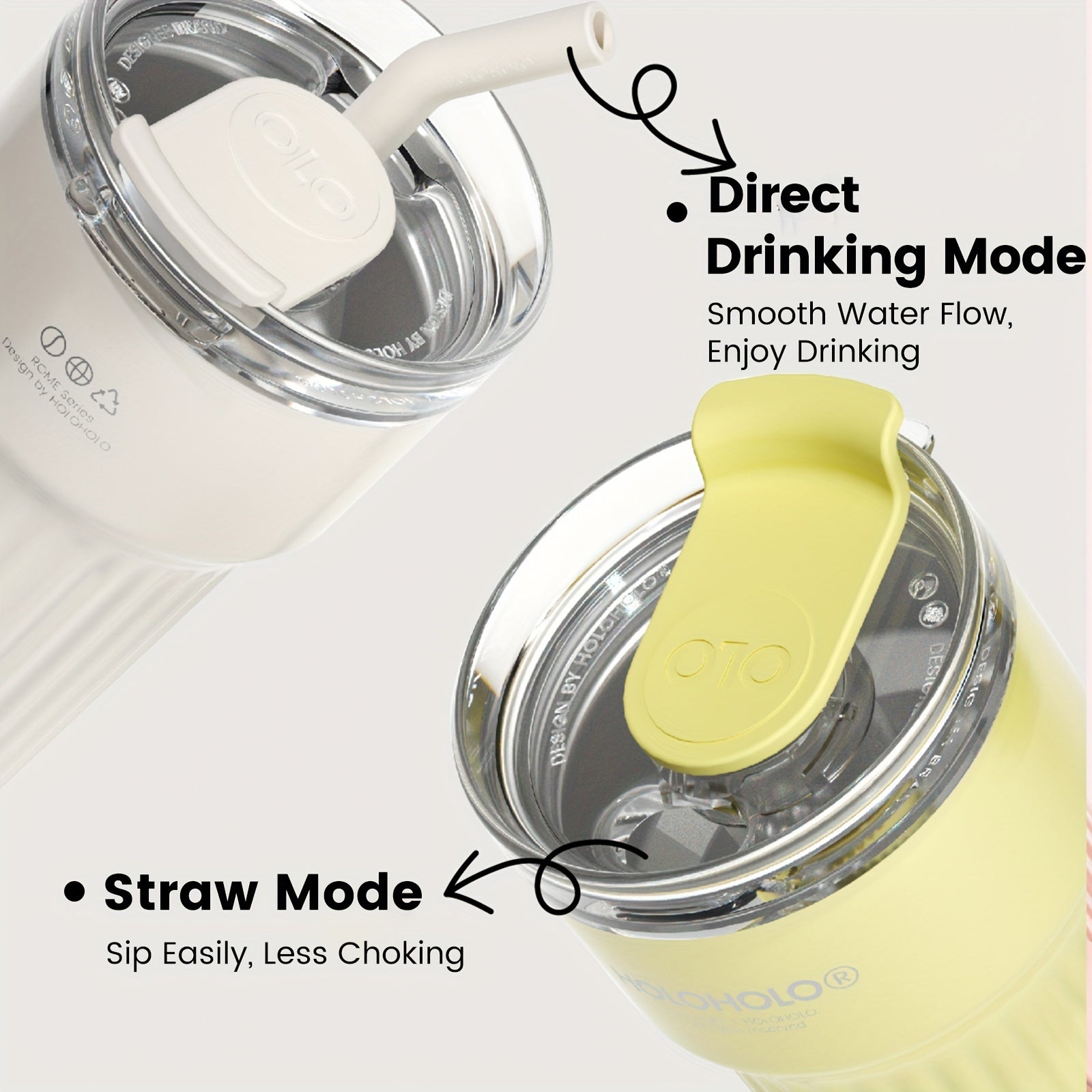HOLOHOLO 23 Oz Insulated 316 Stainless Steel Thermos, Travel Mug With Tea Filter, Tumbler With Lid And Straw, Spring/Summer, Wedding Season, Easter, Mother'S Day Gift For Mother/Daughter/Girlfriend/BFF - White/Yellow/Sky Blue/Silver