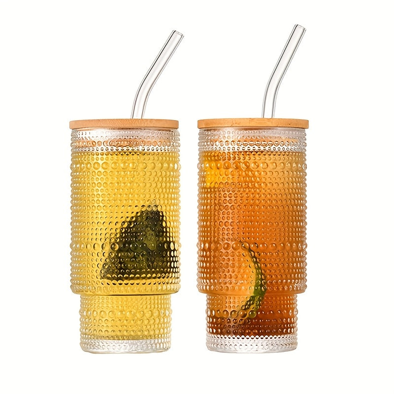 4-Pack 11oz BPA-Free Vertical Stackable Glass Cups with Leak-Proof Lids & Straws - Insulated Reusable Camping Cups for Cold Brew, Beer, Juice, Outdoor Activities, Picnics, Beach, Holiday Gifts (Polka Dot Design), Picnic Essentials, Elegant Party Glasses,