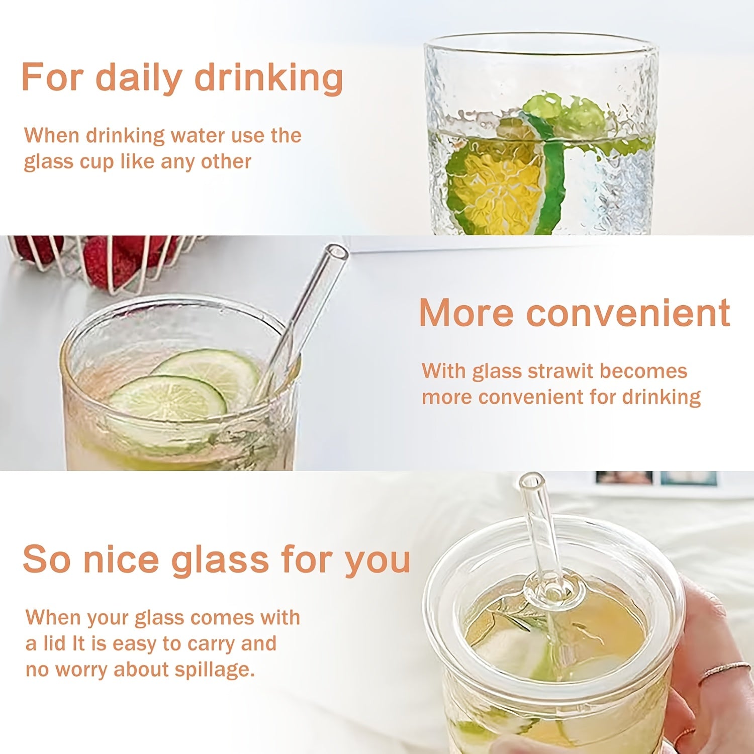 2/4pcs Combo Pack - 20 Oz Glass Coffee Mug With Lid And Straw, Pink/White Ice Water Mug For Iced Juice, Tea, Milk, Smoothies And Cold Or Hot Drinks. Kitchen Drinkware.